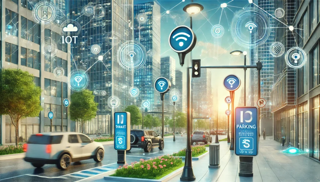 smart infrastructure in a city, featuring IoT-enabled streetlights, smart parking, and connected sensors. Let me know if there’s anything specific you’d like to refine!