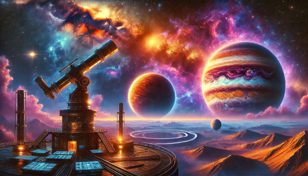 A futuristic and visually stunning depiction of exoplanet discoveries.